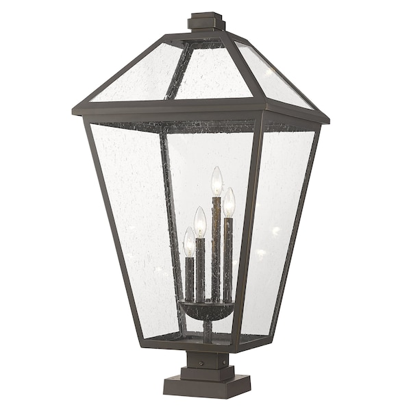 Z-Lite Talbot 4 Light Outdoor Pier Mounted Fixture, Oil Rubbed Bronze And Seedy 579PHXLXS-SQPM-ORB - main